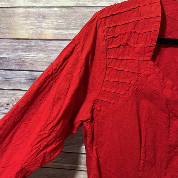 Chapare Red Embroidered 100% Cotton Blouse Made in Peru Size Large B0 - Picture 4 of 6